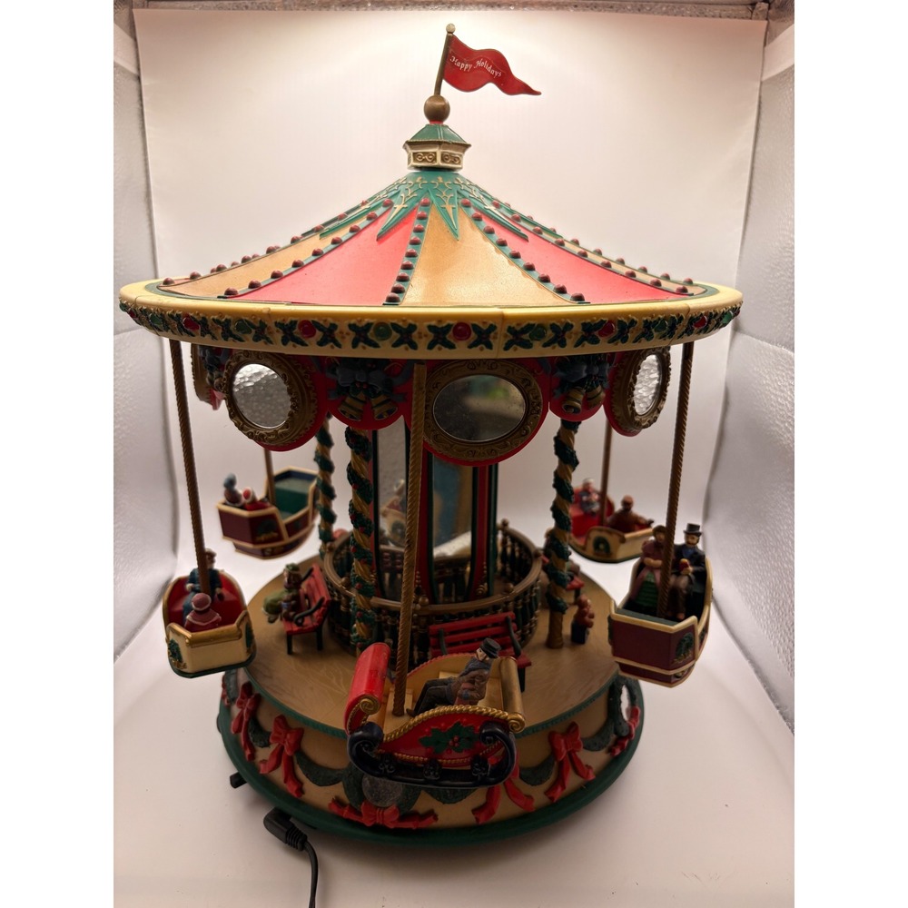 Mr. Christmas Holiday Fair Animated Musical Carousel Victorian Village Decor